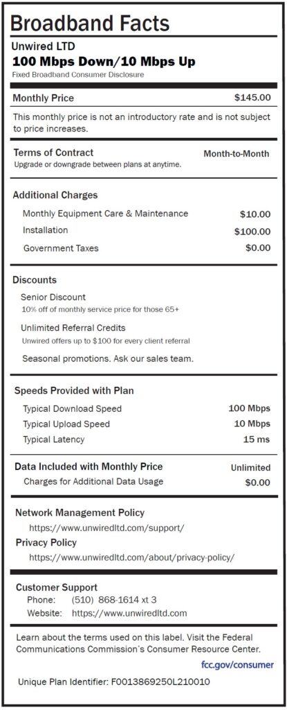 Broadband Label 100-10