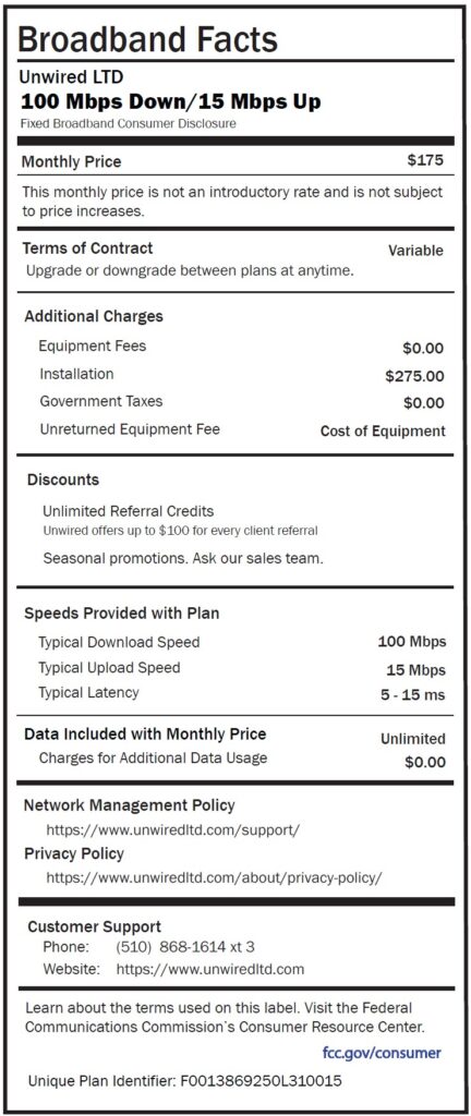 Broadband Label 100-15