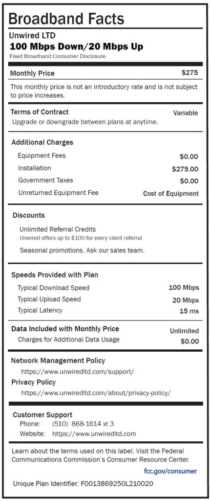 Broadband Label 100-20