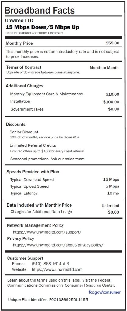 Broadband Label 50-15