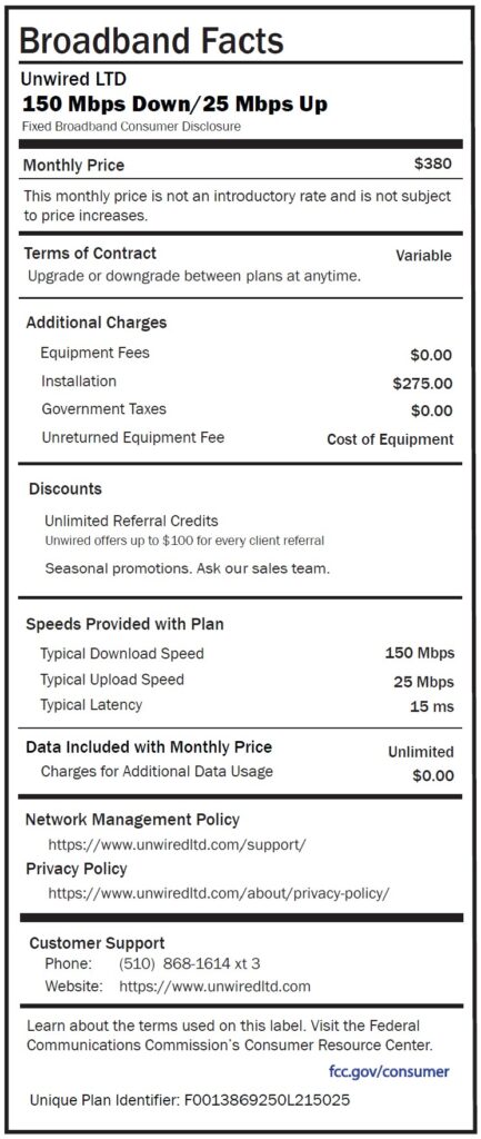 Broadband Label 150-25