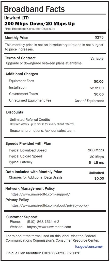 Broadband Label 200-20