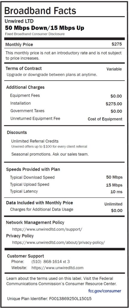 Broadband Label 50-15